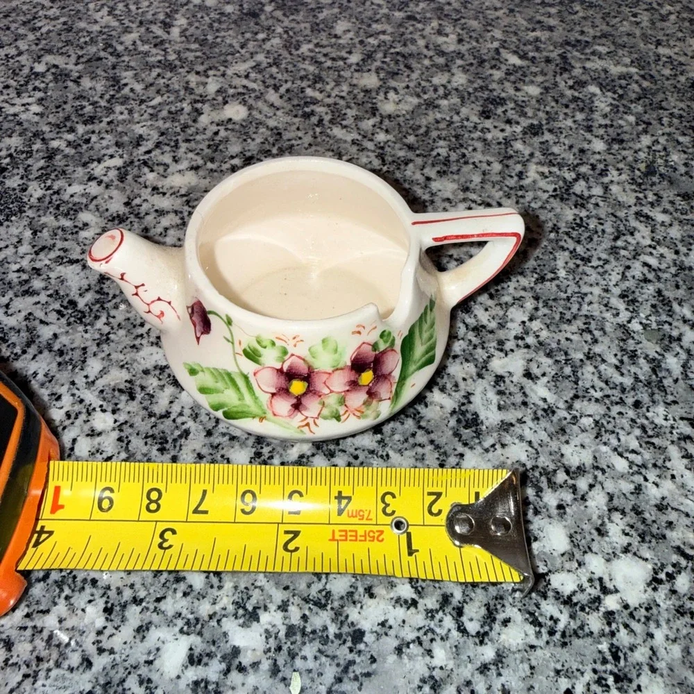 Unbranded Vintage Teapot Spoon Rest Trinket Dish Small Cream Floral Ceramic